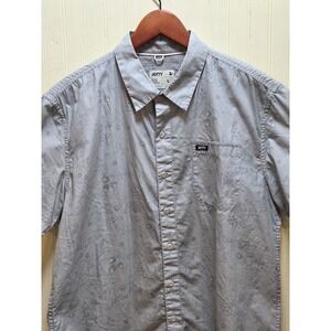 Jetty Shirt Mens Large Gray Floral Short Sleeve Button Up Cotton Casual‎ Summer